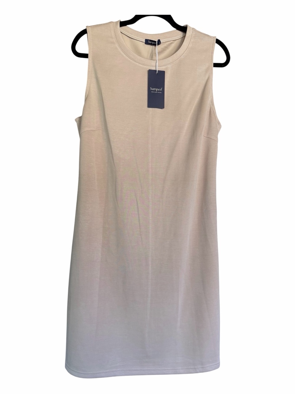 Sampeel Sleeveless Shift Dress in Light Beige Size Large NWT!